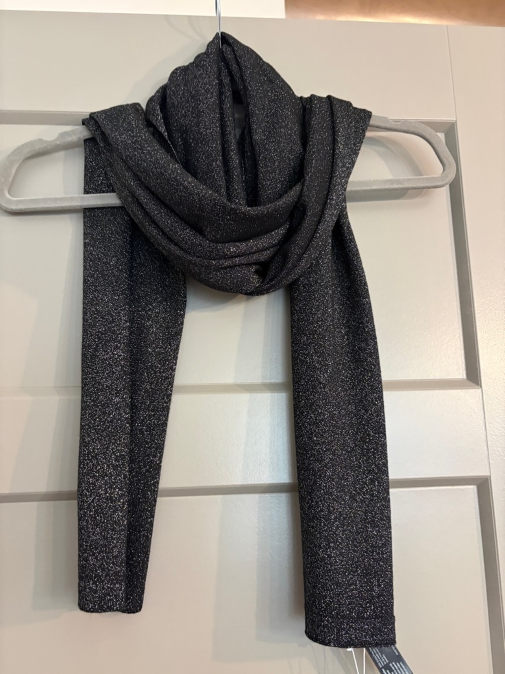 EILEEN FISHER Merino Wool Metallic Black Scarf, NWT Holiday Shimmer